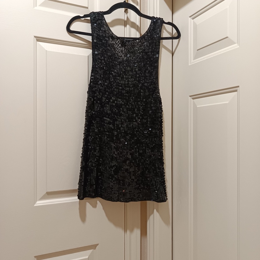 Black Sequin Sleeveless Top